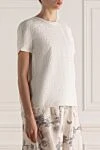 Brunello Cucinelli White cotton and polyamide T-shirt for women - 72% cotton, 28% polyamide. Country of origin: Italy. Care: specialized cleaning - photo 3