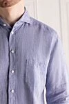 Eton Men's blue linen shirt - 100% linen. Closure: buttons. Country of manufacture: Italy. Care: specialized cleaning - photo 5