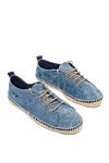 Manebi Espadrilles canvas blue for men - scuffs, wicker platform edging. interior trim leather, top height 8 cm, lacing closure. 100% canvas. Insole: leather. Country of manufacture: Italy. Care: specialized cleaning - photo 3