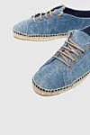 Manebi Espadrilles canvas blue for men - scuffs, wicker platform edging. interior trim leather, top height 8 cm, lacing closure. 100% canvas. Insole: leather. Country of manufacture: Italy. Care: specialized cleaning - photo 5