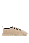 Manebi Espadrilles canvas beige for men - logo embroidery, woven straw edging. interior trim leather, top height 8 cm, lacing closure. 100% canvas. Insole: leather. Country of manufacture: Italy. Care: specialized cleaning - photo 1