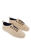 Manebi Espadrilles canvas beige for men - logo embroidery, woven straw edging. interior trim leather, top height 8 cm, lacing closure. 100% canvas. Insole: leather. Country of manufacture: Italy. Care: specialized cleaning - photo 3