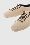 Manebi Espadrilles canvas beige for men - logo embroidery, woven straw edging. interior trim leather, top height 8 cm, lacing closure. 100% canvas. Insole: leather. Country of manufacture: Italy. Care: specialized cleaning - photo 5