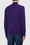 Men's jumper with a high stand-up collar made of wool, purple Cesare di Napoli - Combination of two colors, small check pattern. 100% wool. Closure: Zipper. Country of manufacture: Italy. Care: specialized cleaning - photo 4