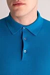 Cesare di Napoli Blue cotton polo for men - Embossed pattern. 100% cotton. Closure: Buttons. Country of manufacture: Italy. Care: specialized cleaning - photo 5