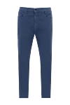 Tombolini Men's blue cotton and elastane trousers - logo embroidery. 97% cotton, 3% elastane. Closure: button, zipper. three side, two back pockets. Country of manufacture: Italy. Care: specialized cleaning - photo 1