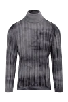 Pashmere Golf men's cashmere gray - Black and white print. High neck. 100% cashmere. Country of manufacture: Italy. Care: specialized cleaning - photo 1