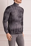 Pashmere Golf men's cashmere gray - Black and white print. High neck. 100% cashmere. Country of manufacture: Italy. Care: specialized cleaning - photo 3