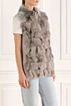 Panicale Women's gray vest - 75% wool, 15% silk, 10% cashmere. Closure: hooks. two side pockets. Country of manufacture: Italy. Care: specialized cleaning - photo 3