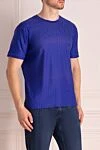 Umberto Vallati Cotton T-shirt blue for men - Textured pattern. 100% cotton. Country of manufacture: Italy. Care: specialized cleaning - photo 3