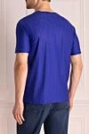 Cotton T-shirt blue for men Umberto Vallati - Textured pattern. 100% cotton. Country of manufacture: Italy. Care: specialized cleaning - photo 4