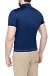 Cotton polo blue for men Gran Sasso - Brand logo embroidery. 100% cotton. Buttons. Country of origin: Italy. Care: specialized cleaning - photo 4