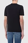 Gran Sasso Black cotton T-shirt for men - logo embroidery, v-neck. 100% cotton. Country of manufacture: Italy. Care: specialized cleaning - photo 3