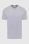 Gran Sasso Gray cotton T-shirt for men - logo embroidery, v-neck. 100% cotton. Country of manufacture: Italy. Care: specialized cleaning - photo 1