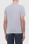 Gran Sasso Gray cotton T-shirt for men - logo embroidery, v-neck. 100% cotton. Country of manufacture: Italy. Care: specialized cleaning - photo 3