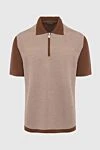 Matt Chaz Polo from cotton brown men's - Relief pattern, a combination of two colors. 100% cotton. Closure: Zipper. Country of origin: Italy. Care: specialized cleaning - photo 1