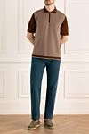 Polo from cotton brown men's Matt Chaz - Relief pattern, a combination of two colors. 100% cotton. Closure: Zipper. Country of origin: Italy. Care: specialized cleaning - photo 2
