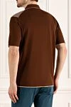Polo from cotton brown men's Matt Chaz - Relief pattern, a combination of two colors. 100% cotton. Closure: Zipper. Country of origin: Italy. Care: specialized cleaning - photo 4