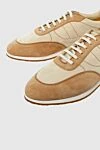 JM Beige nubuck sneakers for men - suede inserts, contrast sole. 100% nubuck. laces. Insole: leather. Country of origin: Italy. Care: specialized cleaning - photo 5