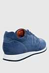 Sneakers in nubuck and canvas blue for men JM - suede inserts, contrast sole. 100% nubuck, canvas. laces. Country of manufacture: Italy. Care: specialized cleaning - photo 4