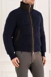 Kiton Пуховик мужской из кашемира синий - Контрастные вставки. 100% кашемир. Молния. Два боковых кармана, два внутренних кармана. 55% полиэстер, 45% вискоза. Утеплитель: 100% полиэстер. Страна производитель: Италия. Уход: специализированная чистка - фото 3