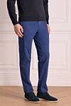 Lubiam Blue cotton trousers for men - 98% cotton, 2% elastane. Closure: button, zipper. two side pockets, two back pockets. Country of manufacture: Italy. Care: specialized cleaning - photo 3