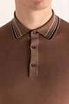 Massimo Sforza Wool and silk long sleeve polo brown for men - Contrasting collar stripes. Long sleeve. 75% wool, 25% silk. Buttons. Country of manufacture: Italy. Care: specialized cleaning - photo 5