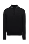 Massimo Sforza Wool and silk long sleeve polo black for men - Contrasting collar stripes. Long sleeve. 75% wool, 25% silk. Buttons. Country of manufacture: Italy. Care: specialized cleaning - photo 1