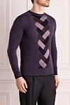 Massimo Sforza Cashmere and silk jumper purple for men - Fantasy pattern. 85% cashmere, 15% silk. Country of manufacture: Italy. Care: specialized cleaning - photo 3