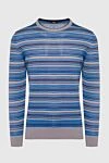 Massimo Sforza Blue cashmere, silk and wool jumper for men - Stripe pattern. 65% silk, 31% wool, 4% cashmere. Country of manufacture: Italy. Care: specialized cleaning - photo 1