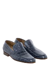 Tardini Blue Alligator Loafers for men - Decor: textured leather, contrast sole. Composition: 100% alligator skin. Sole Height: Heel Height 2cm. Country of manufacture: Italy. Care: specialized cleaning - photo 3