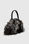 Capaf Black leather and fur bag for women - fur. zipper. chernoburka fur, genuine leather. Country of manufacture: Italy. Care: specialized cleaning - photo 3