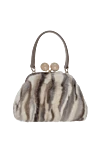 Beige women's clutch bag with fur and pearl clasps Capaf - fur. zipper. natural fur. Country of origin: Italy. Care: specialized cleaning - photo 4