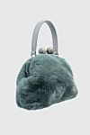 Capaf Gray women's clutch bag with fur and pearl clasps - fur. zipper. natural fur. Country of origin: Italy. Care: specialized cleaning - photo 3