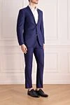 Corneliani Костюм мужской из шерсти и шёлка синий - Шлица. 85% шерсть, 15% шёлк. Пуговицы, крючок. Нагрудный карман, два кармана с клапанами. Карманы (внутренние): Три кармана. Два боковых кармана, два кармана сзади на пуговицах. 100% купро. Страна производитель: Италия. Уход: специализированная чистка - фото 3