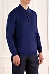 Cesare di Napoli Wool long sleeve polo blue for men - Long sleeve. 100% wool. Buttons. Country of manufacture: Italy. Care: specialized cleaning - photo 3