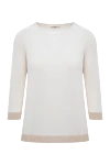 Casheart White cashmere jumper for women - contrasting inserts. 100% cashmere. Country of manufacture: Italy. Care: specialized cleaning - photo 1