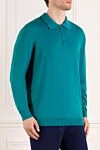 Cesare di Napoli Wool long sleeve polo green for men - Long sleeve. 100% wool. Fastener: Zipper. Country of manufacture: Italy. Care: specialized cleaning - photo 3