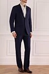 Corneliani Костюм мужской из шерсти синий - Шлица. 100% шерсть. Пуговицы, крючок. Нагрудный карман, два кармана с клапанами. Карманы (внутренние): Три кармана. Два боковых кармана, два кармана сзади на пуговицах. 100% купро. Страна производитель: Италия. Уход: специализированная чистка - фото 3