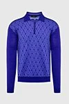 Cesare di Napoli Men's long sleeve polo made of wool, silk and cashmere, purple - Diamond pattern. Long sleeve. 60% wool, 30% silk, 10% cashmere. Closure: Zipper. Country of manufacture: Italy. Care: specialized cleaning - photo 1