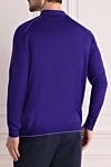 Men's long sleeve polo made of wool, silk and cashmere, purple Cesare di Napoli - Diamond pattern. Long sleeve. 60% wool, 30% silk, 10% cashmere. Closure: Zipper. Country of manufacture: Italy. Care: specialized cleaning - photo 4