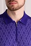 Cesare di Napoli Men's long sleeve polo made of wool, silk and cashmere, purple - Diamond pattern. Long sleeve. 60% wool, 30% silk, 10% cashmere. Closure: Zipper. Country of manufacture: Italy. Care: specialized cleaning - photo 5