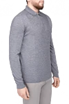 Cesare di Napoli Long sleeve polo in wool, silk and cashmere gray for men - Long sleeve. 60% wool, 30% silk, 10% cashmere. Closure: Zipper. Country of origin: Italy. Care: specialized cleaning - photo 3