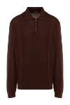 Cesare di Napoli Wool, silk and cashmere long sleeve polo brown for men - Long sleeve. 60% wool, 30% silk, 10% cashmere. Closure: Zipper. Country of manufacture: Italy. Care: specialized cleaning - photo 1