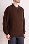 Cesare di Napoli Wool, silk and cashmere long sleeve polo brown for men - Long sleeve. 60% wool, 30% silk, 10% cashmere. Closure: Zipper. Country of manufacture: Italy. Care: specialized cleaning - photo 3