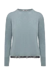 Casheart Blue cashmere jumper for women - contrasting lace on the bottom. 100% cashmere. Country of manufacture: Italy. Care: specialized cleaning - photo 1