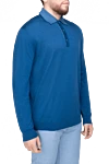 Cesare di Napoli Wool, silk and cashmere long sleeve polo blue for men - Fantasy pattern on the collar. Long sleeve. 60% wool, 30% silk, 10% cashmere. Buttons. Country of origin: Italy. Care: specialized cleaning - photo 3