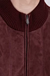 Mauro Conte Men's cardigan made of cashmere, suede and beaver burgundy - Contrast trim. Gate stand. 100% suede, 100% cashmere, 100% beaver. Closure: Zipper. Country of manufacture: Italy. Care: specialized cleaning - photo 5