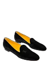 Loafers women's suede with embroidered logo black Billionaire - logo embroidery. suede. Heel height: 2 cm. Country of origin: Italy. Care: specialized cleaning - photo 2