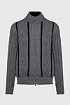 Mauro Conte Men's cardigan made of cashmere, silk and beaver gray - Contrasting stripes, relief pattern, knitting. Gate stand. 100% silk, 100% cashmere, 100% beaver. Closure: Zipper. Country of manufacture: Italy. Care: specialized cleaning - photo 1